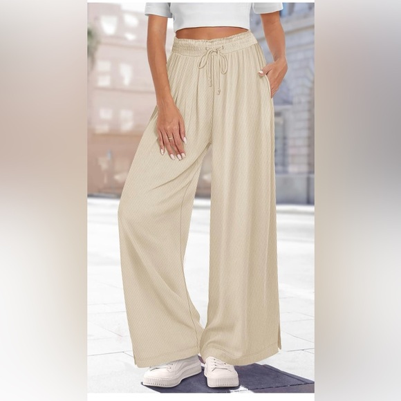 YESNO Women's Wide Leg Woolen Pants Fall Elastic High Waist large - Picture 2 of 4